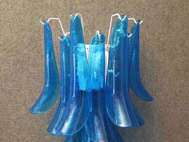 Italian Mazzega Murano Blue Art Glass Midcentury Wall Lights Sconces, 1970 For Sale