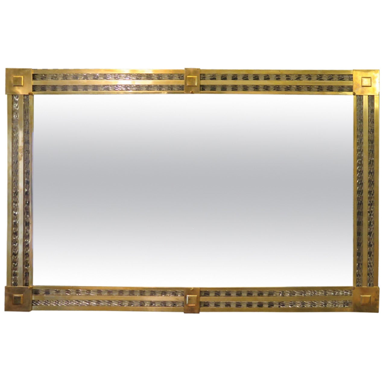 Glass and Brass Mirror by Barovier e Toso