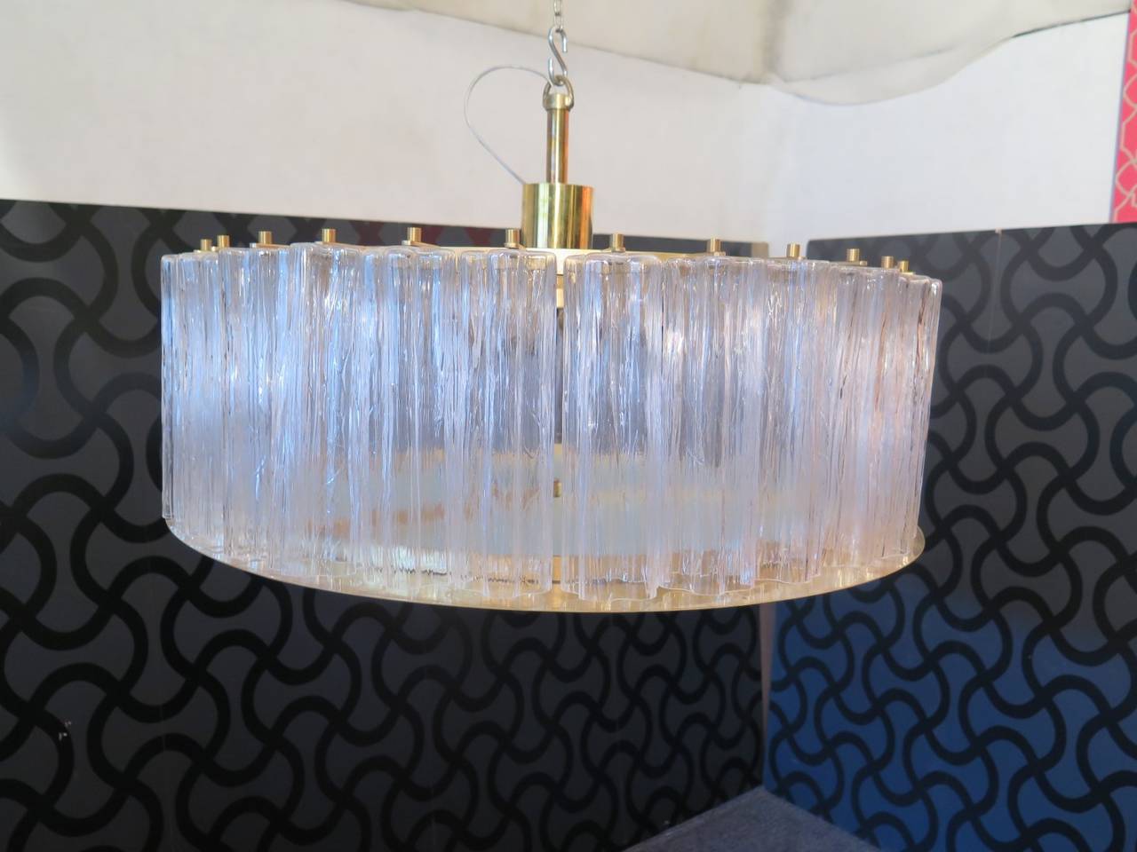 1960s Murano Art Glass and Brass Midcentury Chandelier In Excellent Condition In Rome, IT