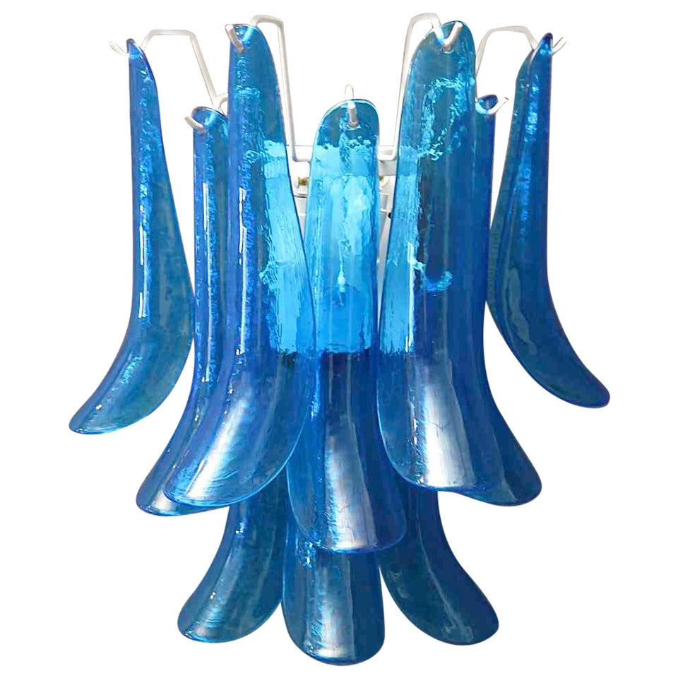 Mazzega Murano Blue Art Glass Midcentury Wall Lights Sconces, 1970 For Sale