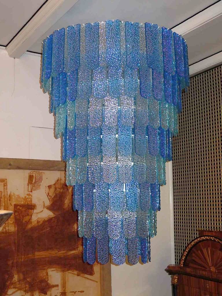 Mazzega Turquoise Blue Chandelier, 1970