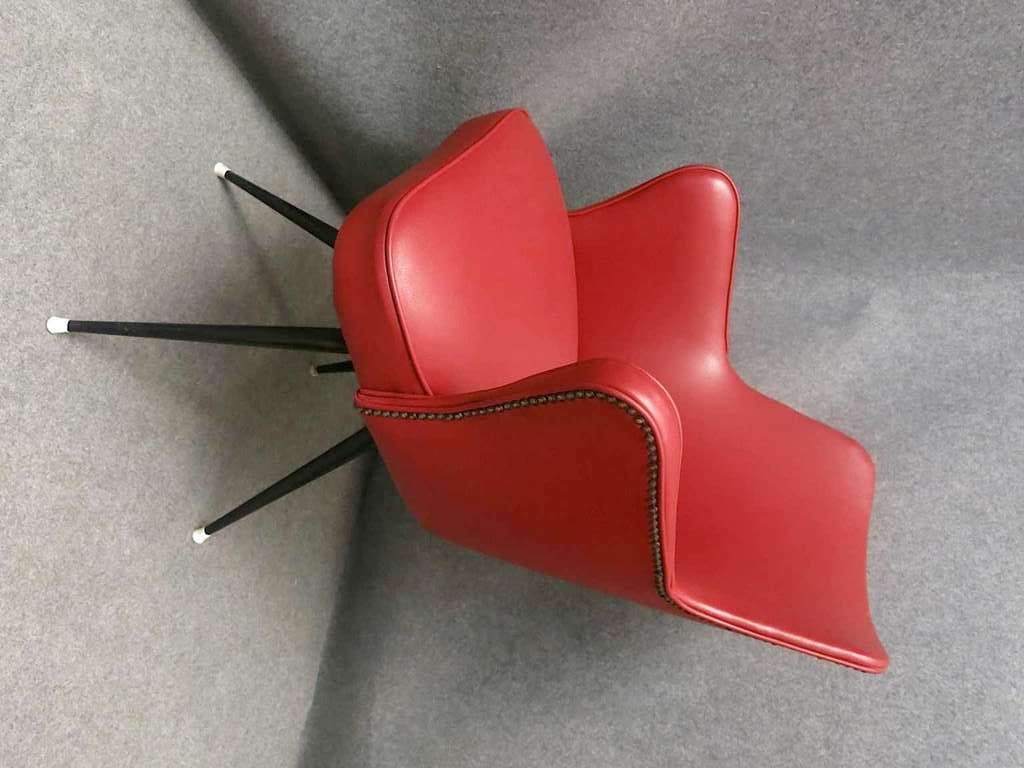 Mid-Century Modern Two Red Office Chairs by Elettra