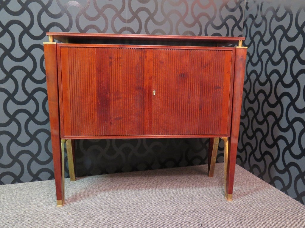 Jacques Quinet Cherrywood and Brass French Sideboard, 1957 1