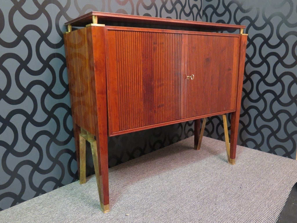 Jacques Quinet Cherrywood and Brass French Sideboard, 1957 7