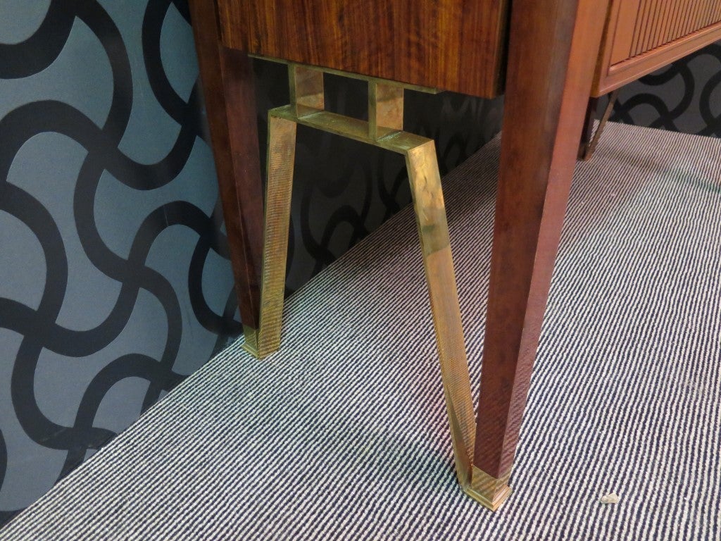 Jacques Quinet Cherrywood and Brass French Sideboard, 1957 4