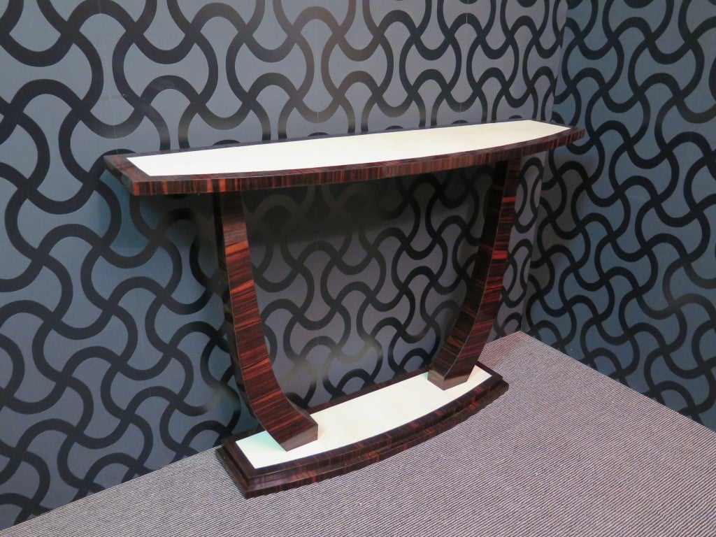 Mid-20th Century  Art Deco Macassarwood and Parchment Italian Console Table, 1930