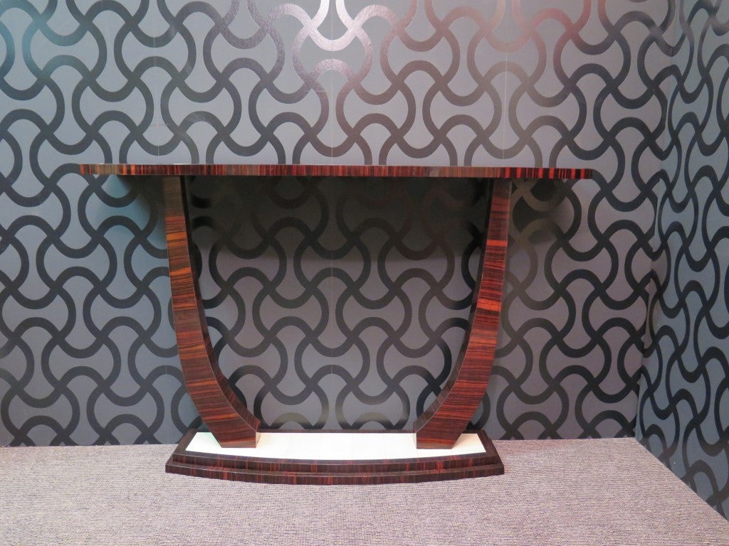  Art Deco Macassarwood and Parchment Italian Console Table, 1930 1