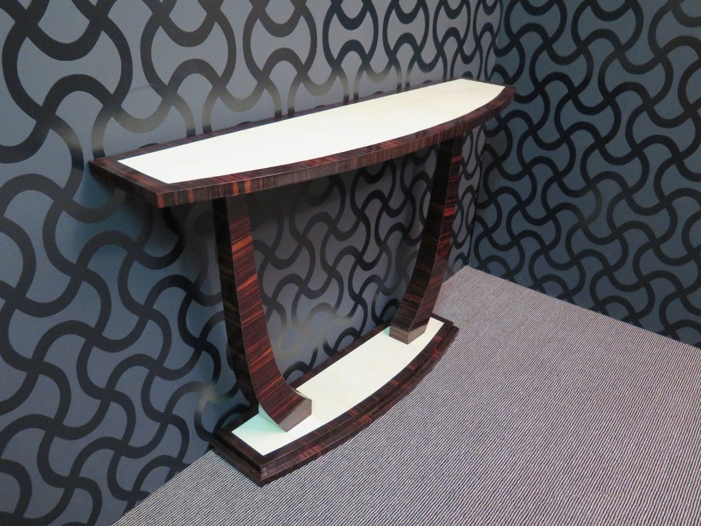  Art Deco Macassarwood and Parchment Italian Console Table, 1930 3