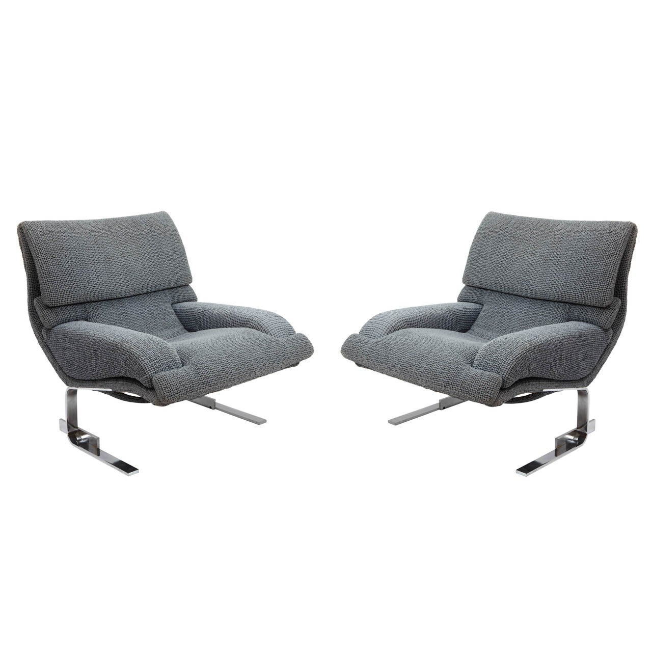 Pair of 1960's Armchairs Signed by Saporiti Design Giovanni Offredi