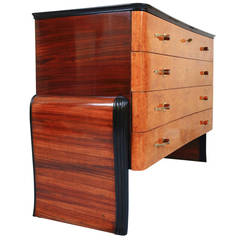 Impressive Curved Italian Art Deco 1930 Chest of Drawer by Fagioli, Florence