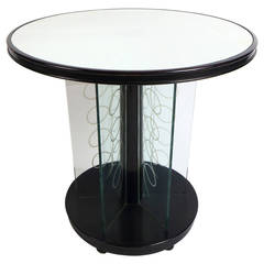 Art deco side table wood and glass, By Brusotti Milano Italy.1930's.