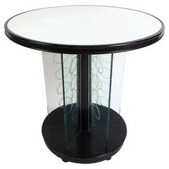 Art deco side table wood and glass, By Brusotti Milano Italy.1930
s.