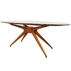 A Stunning 1950's Italian-florentine Sculptured Solid Walnut Table By Architect Tempestini -