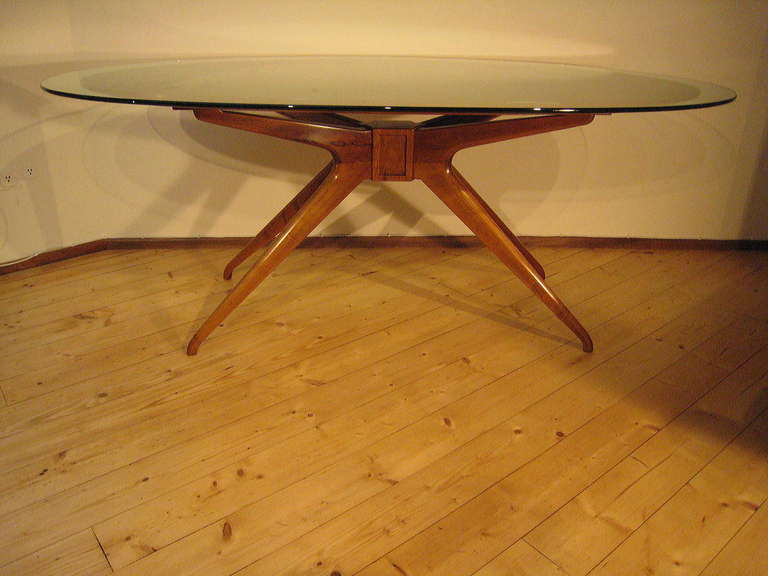 Mid-Century Modern A Stunning 1950's Italian-florentine Sculptured Solid Walnut Table By Architect Tempestini - For Sale
