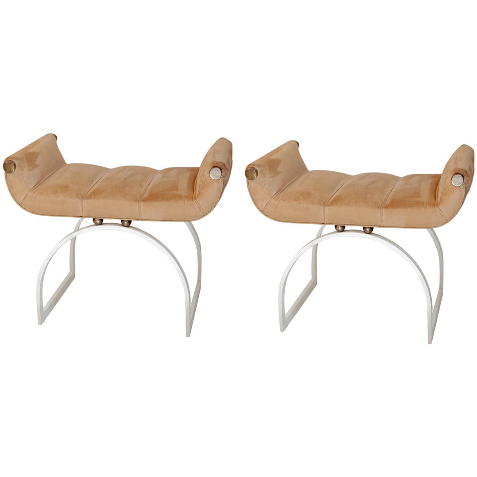 Pair of 1970s Benches by Architect Marzio Cecchi, Florence For Sale