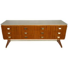 Stylish Italian 1950s Cherrywood and Marble Chest of Drawers