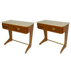 Interesting Pair of Italian 1950s Solid Cherry Nightstand or Side Tables