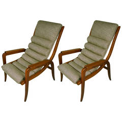 Pair of Slender Italian 1940s Armchairs