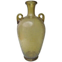 Archimede Seguso Etched 1950 Murano Glass Vase, Signed 12