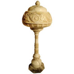 Art Deco Italian Alabaster Lamp by Florentine Sculptor Ruggero Merlini, 1925