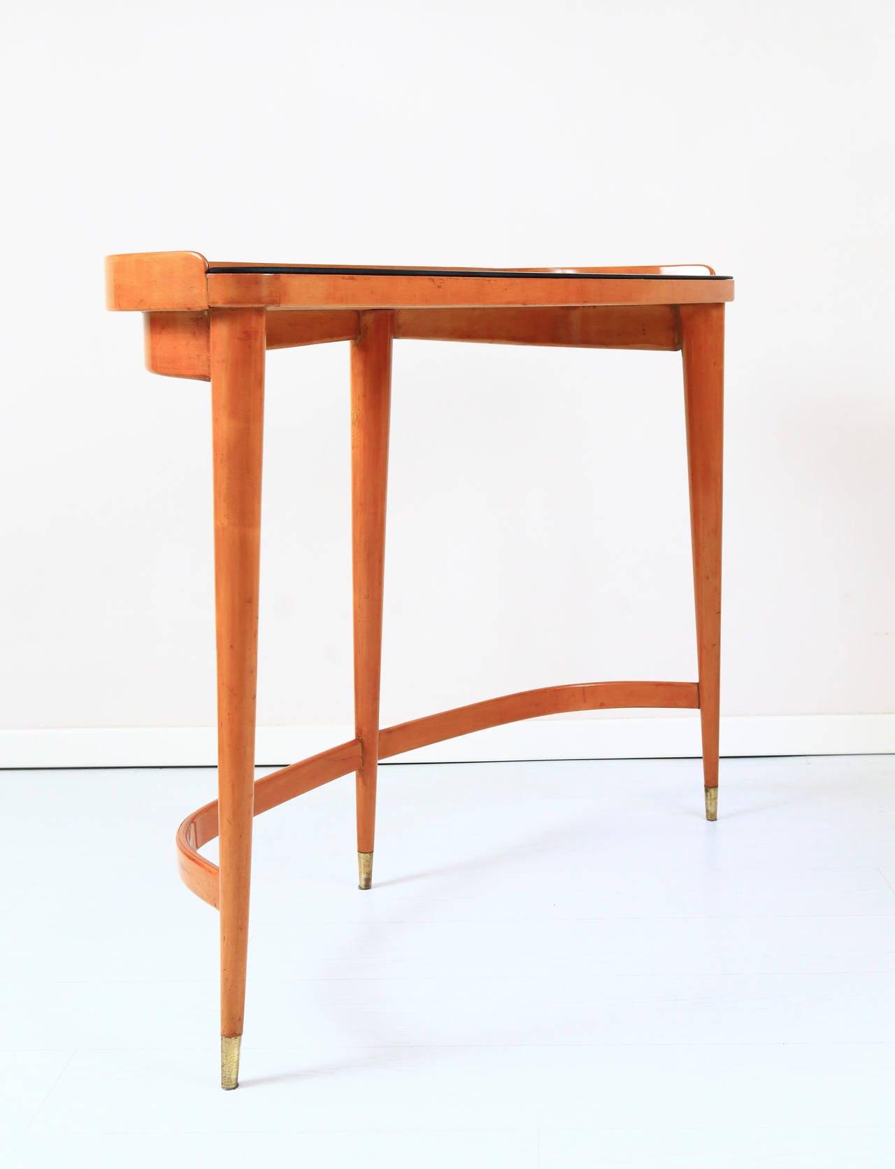 Mid-Century Modern Slender and elegant Italian solid  cherry 1950's consolle.