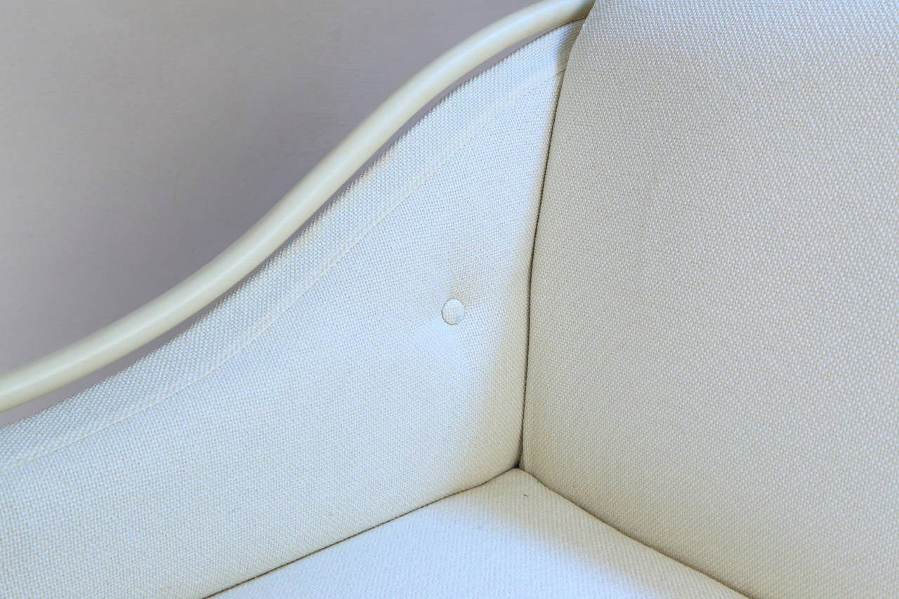 Mid-Century Modern White Iron and Beige Fabric Italian Sofa, 1950s 2