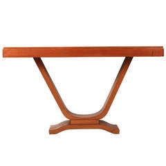 Elegant Italian 1930s Art Deco Solid Walnut Console Table