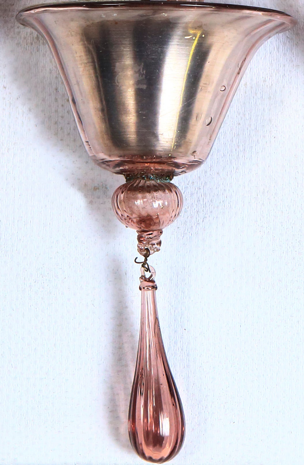 Very Rare Pair of Cappellin Signed 1925-1931 Murano Glass Wall Sconces