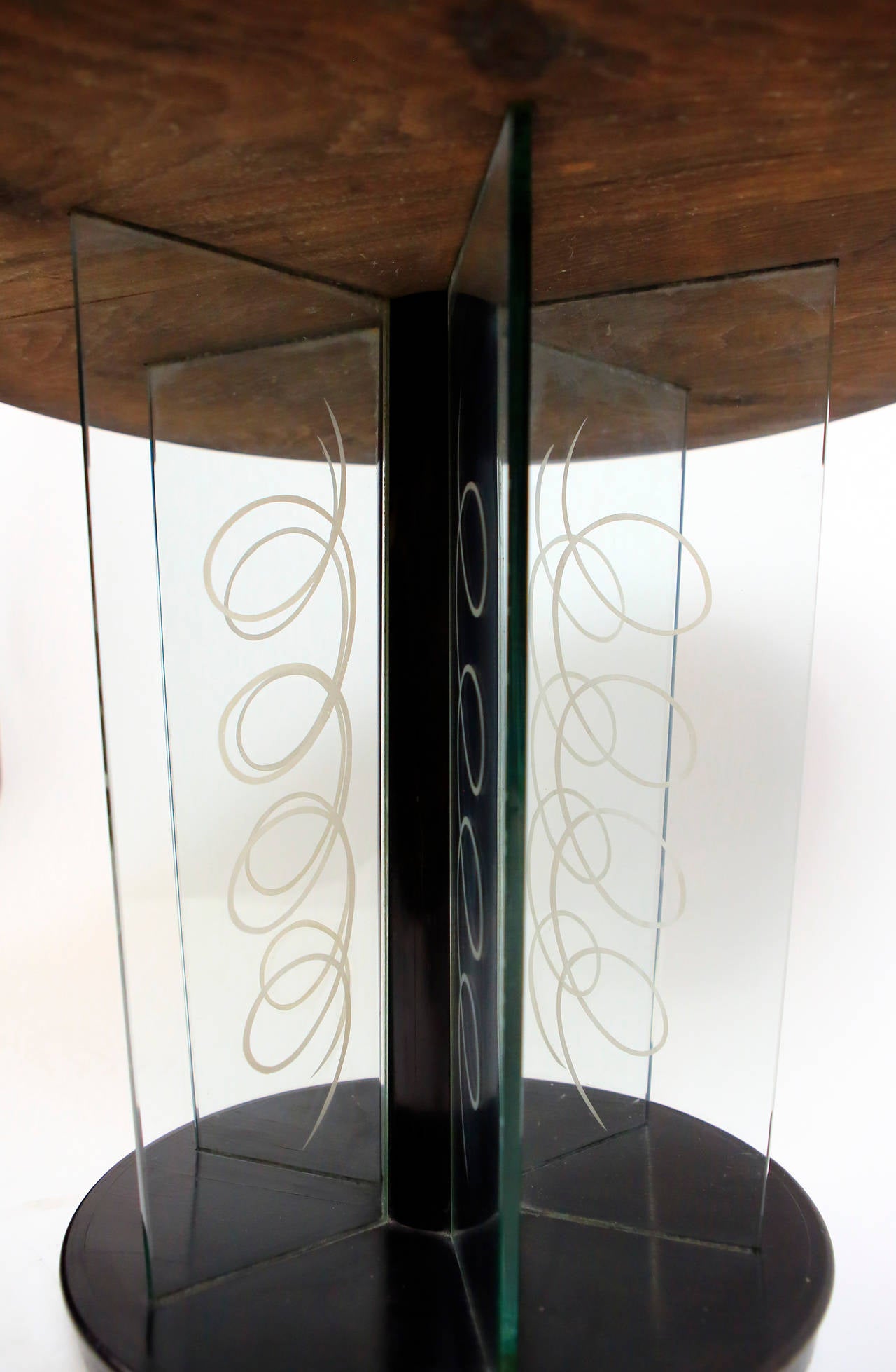 Art deco side table wood and glass, By Brusotti Milano Italy.1930's. 1