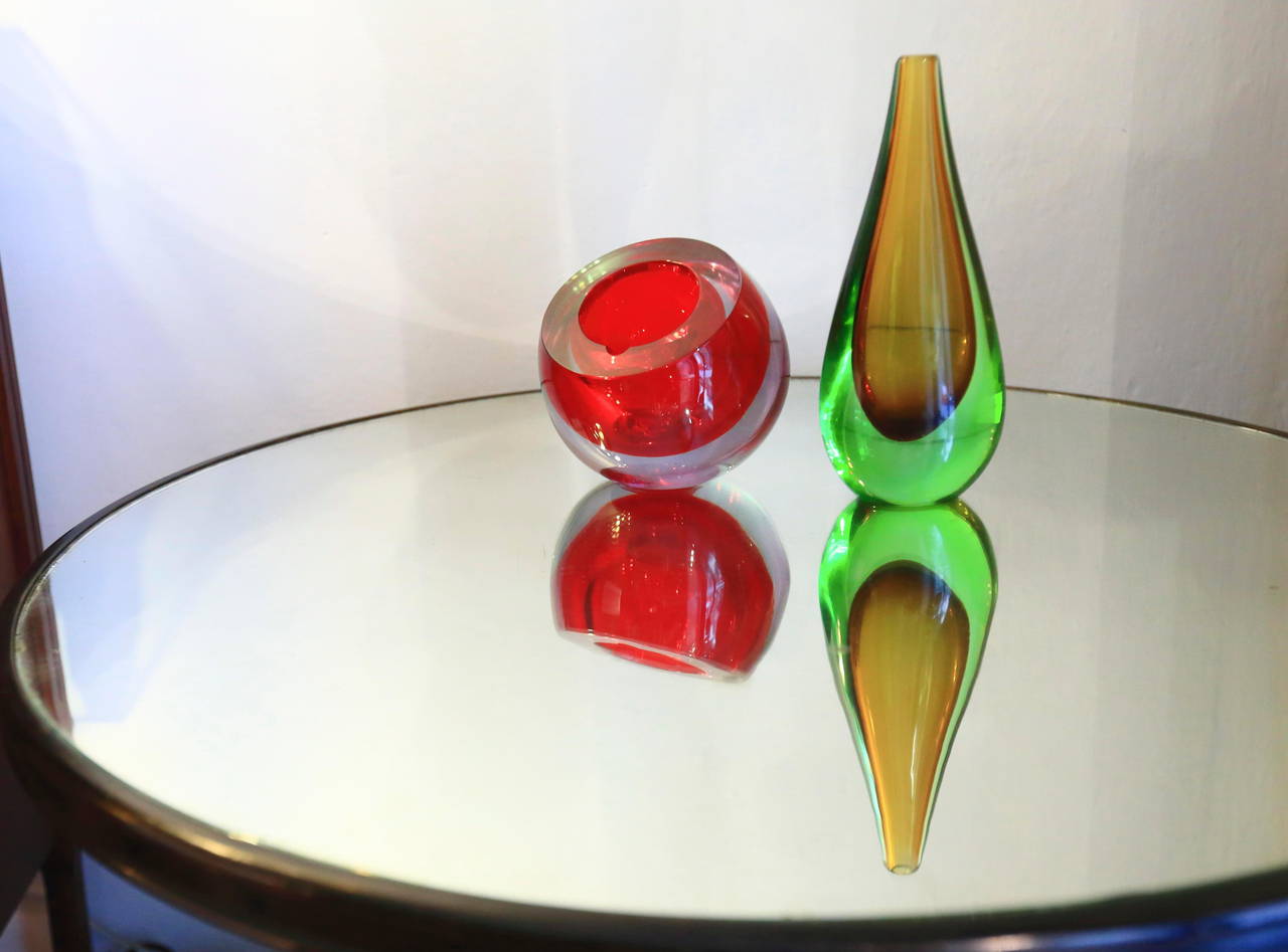 Art deco side table wood and glass, By Brusotti Milano Italy.1930's. 4