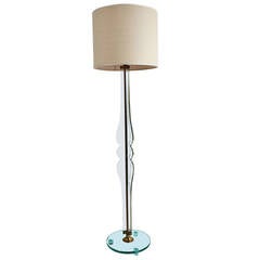 Stylish and Pure 1940s Italian Crystal Floor Lamp by Brusotti