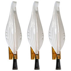  One Exceptional  1950s Big Murano Glass Wall Light, Calla Flower Shaper