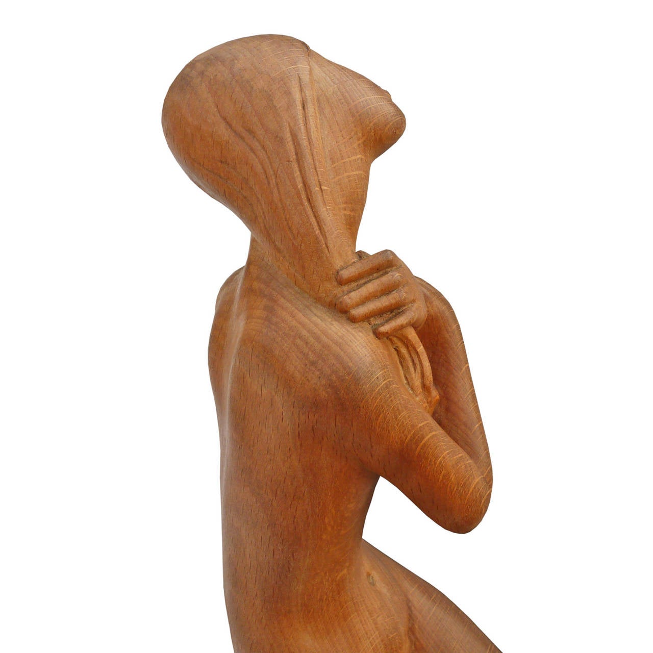 20th Century Luis Sanguino Hand-Carved Mahogany Sculpture of a Nude Woman