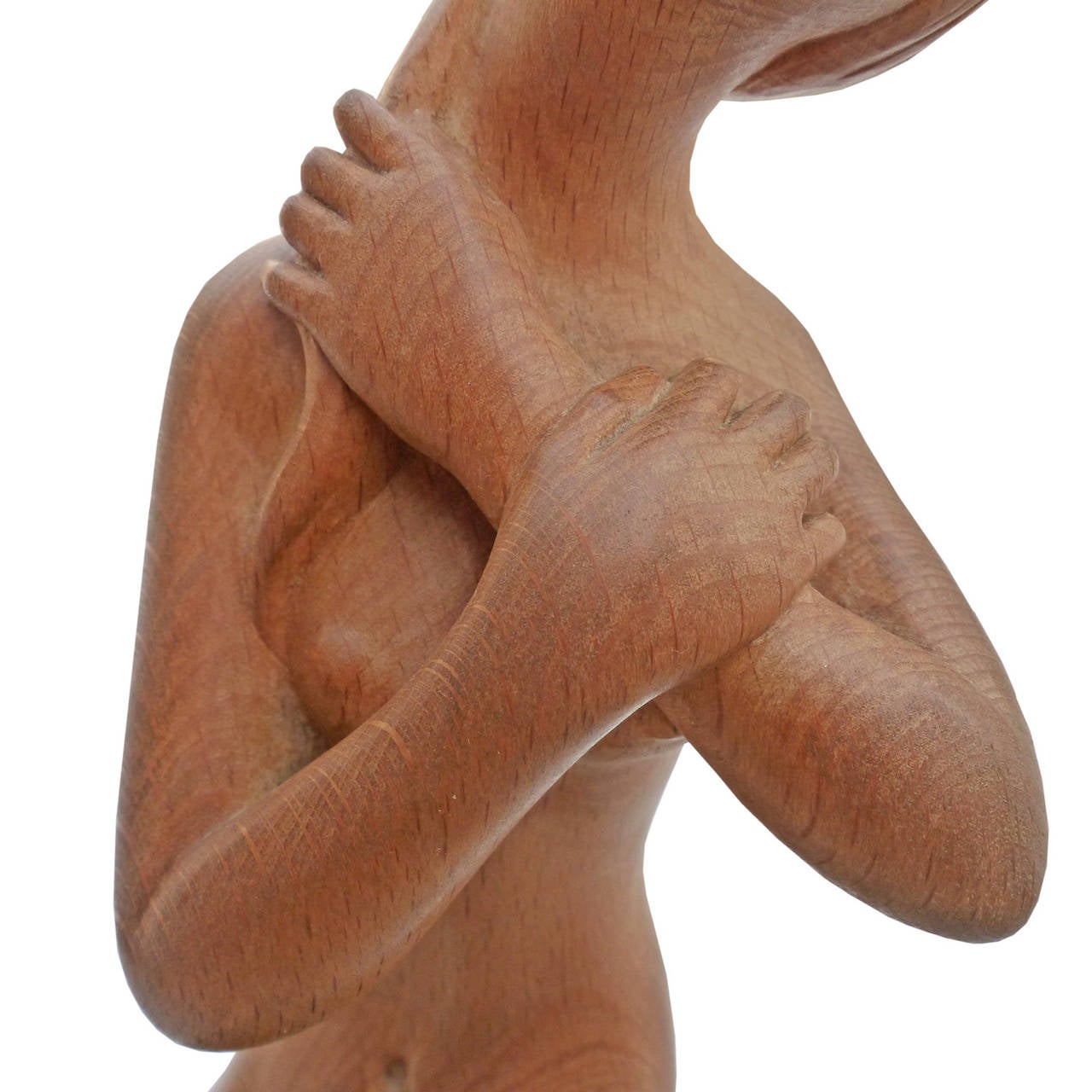 Luis Sanguino Hand-Carved Mahogany Sculpture of a Nude Woman 1
