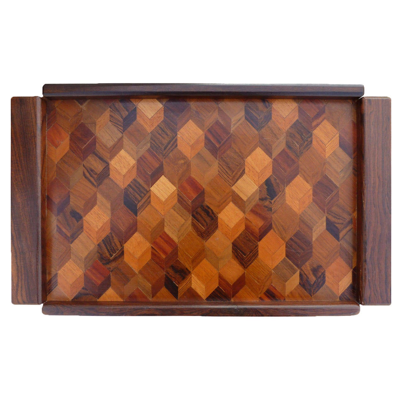 Don Shoemaker Parquetry Service Tray, Made in Tropical Woods