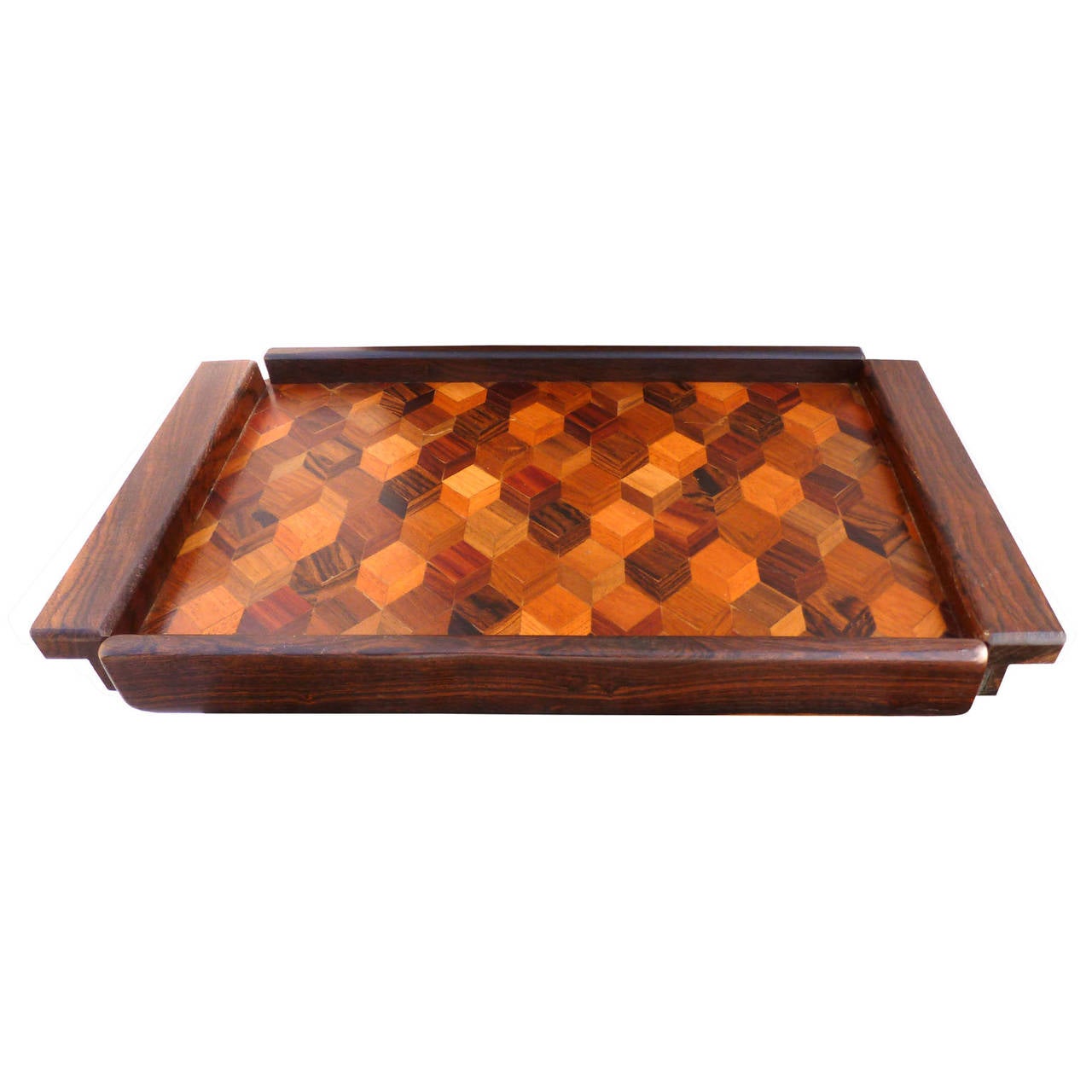 Don Shoemaker Parquetry Service Tray, Made in Tropical Woods