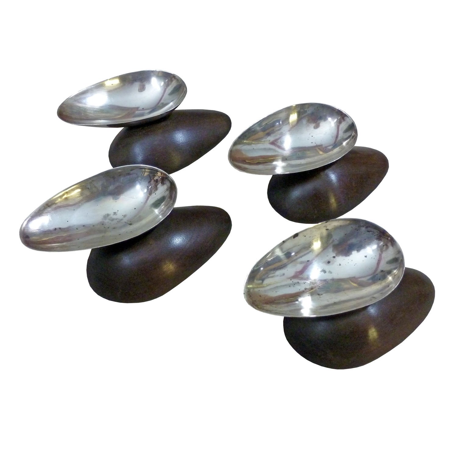 SIlver and Rosewood Dishes, Spratling design, made by Artemio Navarrete, Taxco at 1stDibs