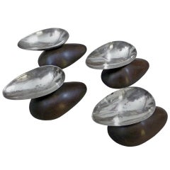 SIlver 
Rosewood Dishes, Spratling design, made by Artemio Navarrete, Taxco