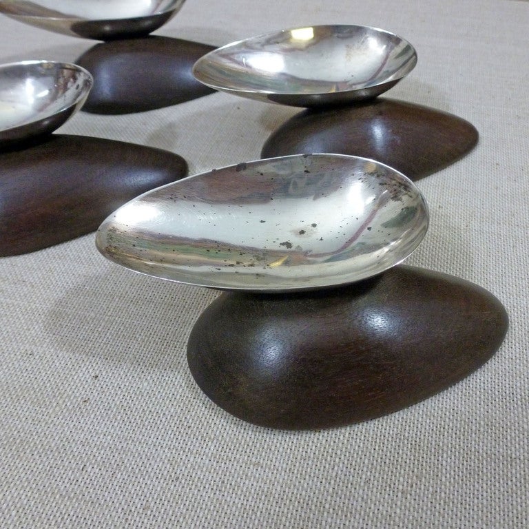 SIlver and Rosewood Dishes, Spratling design, made by Artemio Navarrete, Taxco at 1stDibs