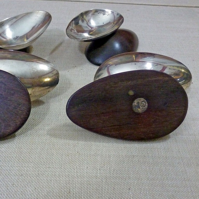 SIlver and Rosewood Dishes, Spratling design, made by Artemio Navarrete, Taxco at 1stDibs