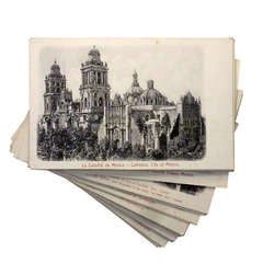 Lot of 32 Antique Mexican Postcards by Guillermo Kahlo