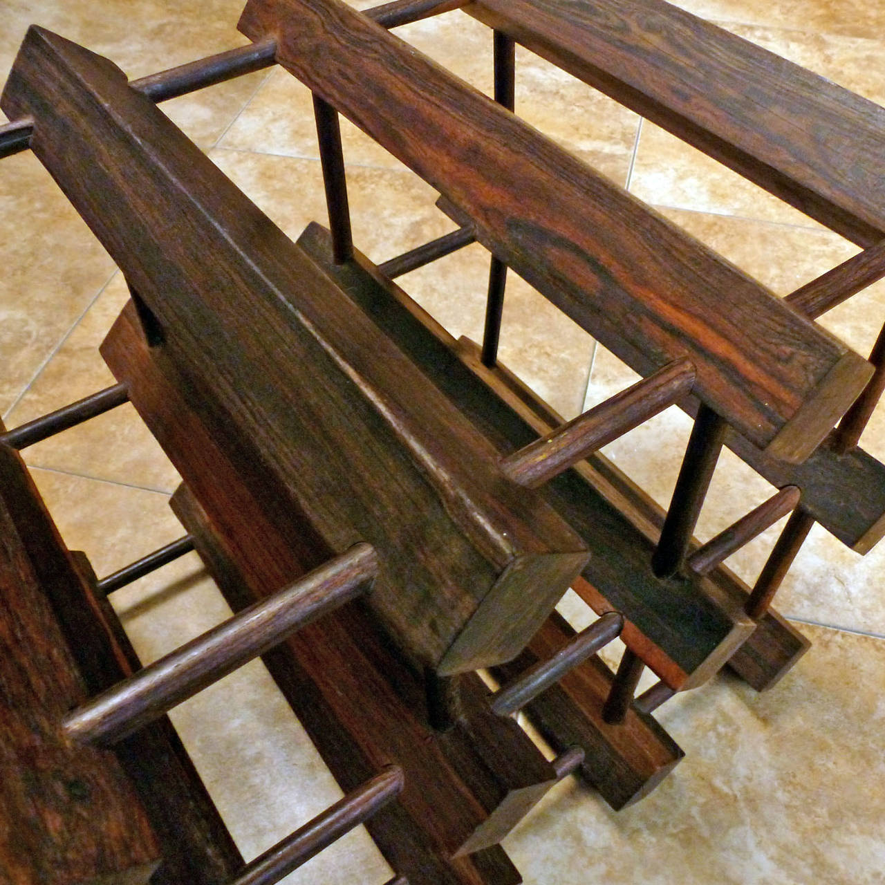 Vintage Rosewood Wine Bottle Rack