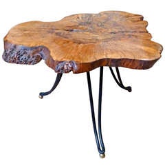 Tree Stump Table With Iron And Brass Legs