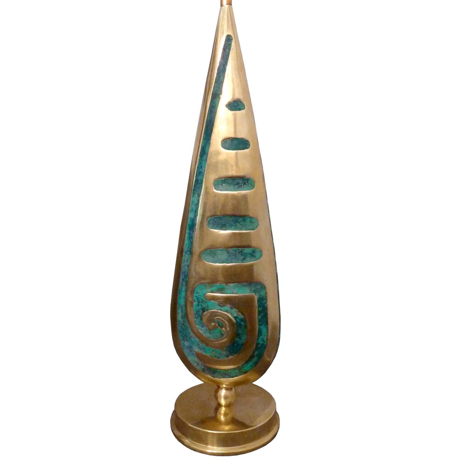 Pepe Mendoza Brass and Inlaid Turquoise Table Lamp