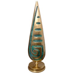 Pepe Mendoza Brass and Inlaid Turquoise Table Lamp