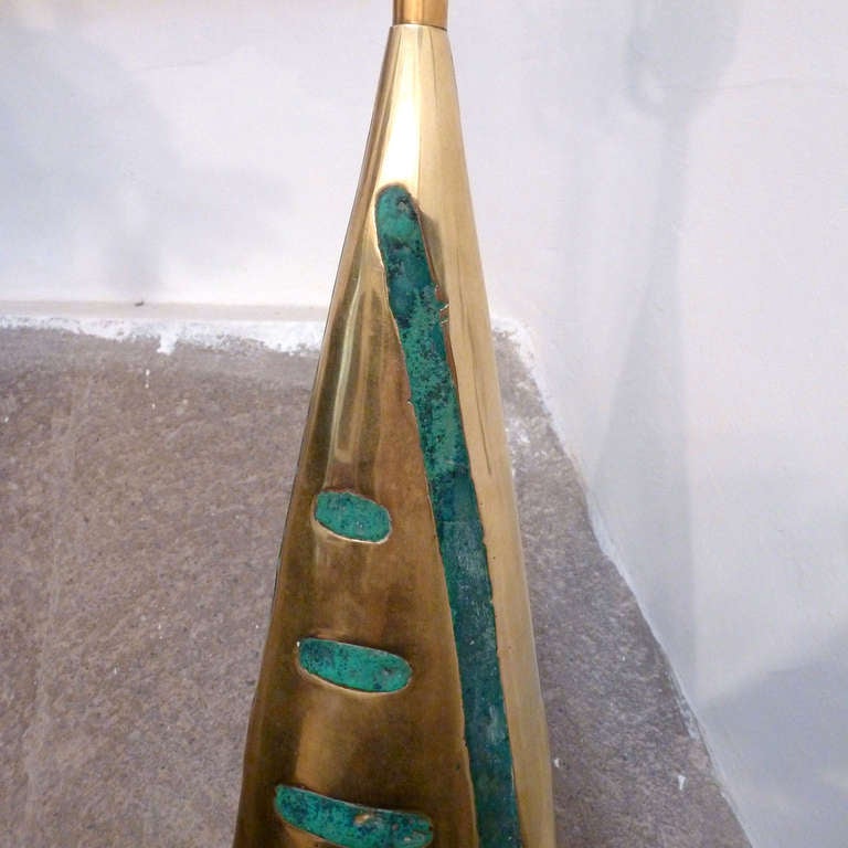 Pepe Mendoza Brass and Inlaid Turquoise Table Lamp 2