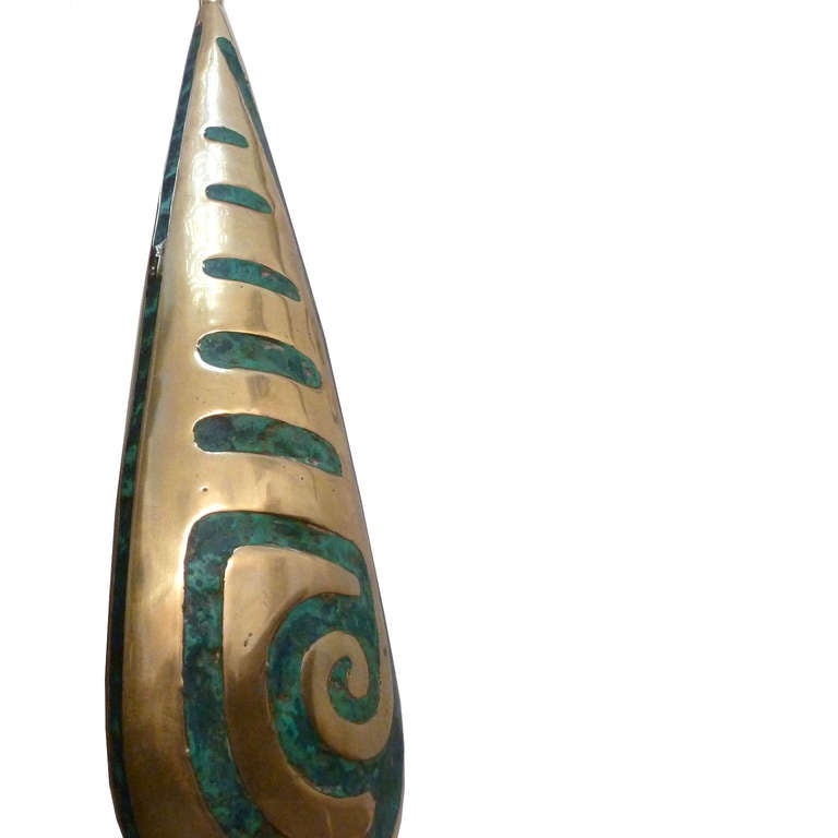 Pepe Mendoza Brass and Inlaid Turquoise Table Lamp 3