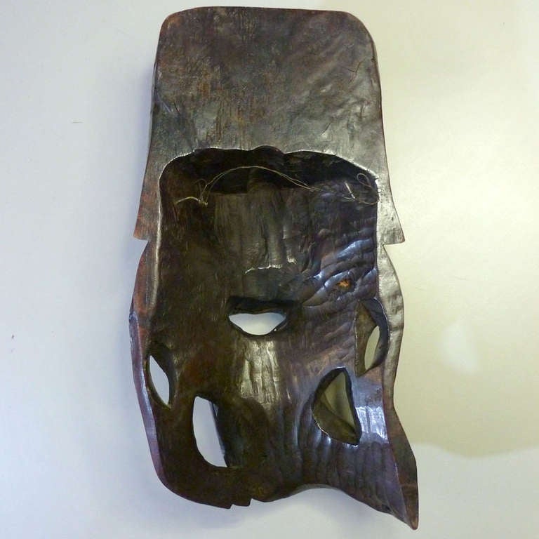 Mid-20th Century Asian Hand Carved Wooden Mask For Sale