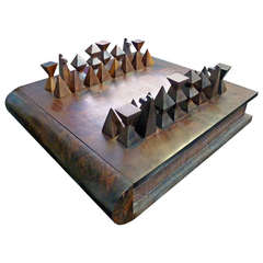 Mid Century Ironwood Chess and Domino Set, Don Shoemaker Style