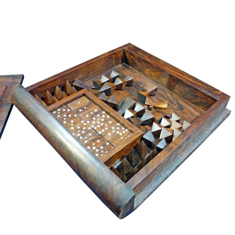 Mexican Mid Century Ironwood Chess and Domino Set, Don Shoemaker Style